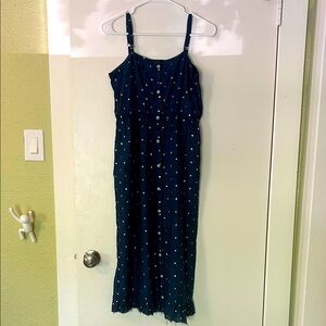 Navy Blue Polka Dot Maxi Dress Jcrew